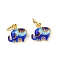Brass Enamel Charms, with Jump Ring, Elephant Charm, Blue, 11x11x5mm, Hole: 4mm