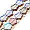 Electroplated Transparent Glass Beads Strands, Flower, Colorful, 11.5x12x4mm, Hole: 0.8mm, about 35pcs/strand, 15.94''(40.5cm)