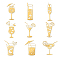 Nickel Decoration Stickers, Metal Resin Filler, Epoxy Resin & UV Resin Craft Filling Material, Golden, Martinis, 40x40mm, 9pcs/set