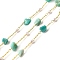 Handmade Natural Amazonite Nuggest Beaded Chains, Soldered, with ABS Plastic Beads and Rack Plating Brass Findings, Long-Lasting Plated, Lead Free & Cadmium Free, with Spool, Real 18K Gold Plated, 4~7x6~12x3~5mm