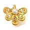 Brass Hoop Clasps, with ABS Plastic Imitation Pearl, Long-Lasting Plated, Flower, Matte Gold Color, 12x13x9mm, Hole: 1.6mm