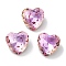 Glass Rhinestone Cabochons, Point Back & Back Plated, Faceted, Heart, Light Rose, 10x10x5mm