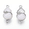 Brass & Handmade Lampwork Box Clasps, Gourd, Platinum, 16.5~18.5x9x10.5~12mm