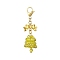 Glass & Alloy & Brass Pendants Decorations, with 304 Stainless Steel Lobster Claw Clasps, Christmas Bell, Yellow, 56mm