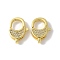 Brass Micro Pave Cubic Zirconia Lobster Claw Clasps, Rack Plating, Long-Lasting Plated, Lead Free & Cadmium Free, Oval, Real 18K Gold Plated, 16.5x11.5x4.5mm, Hole: 1.2mm
