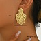 Elegant 201 Stainless Steel Stud Earrings, Golden, Leaf, 48x30mm