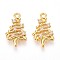 Brass Micro Pave Cubic Zirconia Pendants, Tree, Long-Lasting Plated, Nickel Free, Real 18K Gold Plated, 17x9.5~10x2mm, Hole: 1.4mm