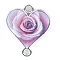 Alloy Enamel Connector Charms, Heart-Shaped Links with Flower Pattern, Platinum, Plum, 20x16mm