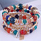 4Pcs 4 Styles Bohemian Style Alloy Glass Round Beaded Stretch Bracelets, Golden, Colorful, 6-3/4 inch(17cm)