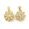 Rotatable Flower Charms Rack Plating Brass Clear Cubic Zirconia Pendants, Long-Lasting Plated, Lead Free & Cadmium Free, Real 18K Gold Plated, 13x11x6.5mm, Hole: 5x3mm
