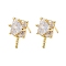 Rack Plating Brass Micro Pave Cubic Zirconia Studs Earrings Fiinding, Square, Real 18K Gold Plated, 11x7mm, Pin: 0.8mm