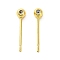 Brass Stud Earrings Findings, Round, Real 18K Gold Plated, 15.5x3.5x2.5mm, Hole: 0.6mm, Pin: 0.7mm