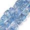 Electroplated Natural Quartz Beads Strands, Hexagon Prism, Irregular Shape, Sky Blue, 8~13x10~14x6~11mm, Hole: 1mm, about 15~16pcs/strand, 7.8~8 inch(20~20.5cm)