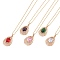 304 Stainless Steel Cable Chain Necklaces, Brass with Cubic Zirconia Pendant Necklaces, Light Gold, Teardrop, Mixed Color, 15.55 inch(395mm)