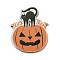 Wood Pendants, Halloween Theme, Orange, Pumpkin, 50x41x2.5mm, Hole: 2mm