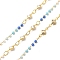 Brass Rhombus Link Chains, with Glass Seed Beads, Soldered, with Spool, Real 18K Gold Plated, 10.5x5x3mm