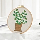 植物柄DIY刺繍初心者キット  刺繍針と糸を含む  コットンリネン生地  ライムグリーン  27x27cm DIY-P077-020-1