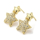 Boucles d'oreilles pendantes en laiton plaqué étoile EJEW-F331-25G-1