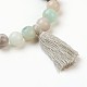 Natural Flower Amazonite and Lava Rock(Dyed) Beads Stretch Charm Bracelets BJEW-JB03728-02-2