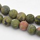 Frosted Round Natural Unakite Beads Strands G-E302-107-4mm-1
