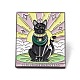 女教皇の言葉エナメルピン  バックパックの服のための猫のタロット合金バッジ  電気泳動黒  星の模様  30.5x25.5x1.5mm  ピン：1mm JEWB-H007-18EB-1