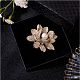 Oro fiore di loto spilla chiaro zircone spilla pin bianco perline spille distintivo gioielli per giacche zaino corpetto bavero sciarpa accessori di abbigliamento JBR104A-4