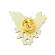 花蝶エナメルピン  バックパックの服の金メッキ合金バッジ  アクアマリン  27x30x1.5mm JEWB-J005-07I-G-2