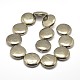 Flat Round Natural Pyrite Beads Strands G-I125-78-30x9mm-2