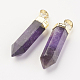Natural Amethyst Pointed Pendants X-G-G737-32F-G-1