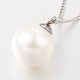 304 Stainless Steel Shell Pearl Beaded Pendant Necklaces NJEW-JN01309-2