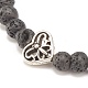 Natural Lava Rock Stretch Bracelet with Alloy Heart Beaded BJEW-JB08309-03-4