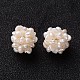 Round Handmad Natural Pearl Woven Beads, Seashell Color, 12mm, Hole: 1.5mm