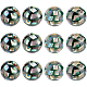 BENECREAT 12pcs Natural Abalone Round Shell Beads SSHEL-BC0001-24-1