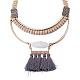 Fashion Women Jewelry Zinc Alloy Resin and Tassel Bib Statement Necklaces NJEW-BB15925-A-3