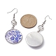 Blue Glass Flat Round & Alloy Star Dangle Earrings EJEW-JE05402-3