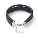 (vente d'usine de fêtes de bijoux) bracelets multi-brins de cordon en cuir rétro unisexe BJEW-JB04862-02-3