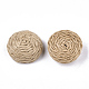 手作りの織りの装飾  木で覆われた紙の模造ラフィア  半円/ドーム  バリーウッド  22~23x9~10mm WOVE-T006-133B-2