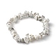 Bracelets extensibles en perles de howlite blanches synthétiques pour enfants BJEW-JB06388-07-1