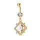 Anello in ottone con zirconi cubici e perla ombelico AJEW-EE0004-05-5