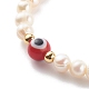 Pulseras con cuentas elásticas de perlas naturales BJEW-JB06163-3