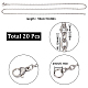 SUNNYCLUE 20Pcs 304 Stainless Steel Cable Chain Necklaces Set STAS-SC0006-22P-2