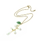 Halskette mit Anhänger „Blume des Lebens“ aus Glas und 304 Edelstahl-Kabelkette für Damen NJEW-JN04433-2