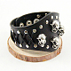 Style punk rock bracelets crâne de cuir de vachette BJEW-O088-27-5