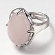 Adjustable Oval Gemstone Wide Band Rings RJEW-L062-01C-2