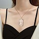 Orchid Cubic Zirconia Cross and Word Saint Tag Pendant Necklace JN1019A-4