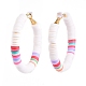 Boucles d'oreilles créoles heishi en laiton de style femmes de basket-ball X-EJEW-JE04083-01-2
