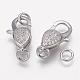 Brass Micro Pave Grade AAA Cubic Zirconia Lobster Claw Clasps ZIRC-K059-01-NR-2