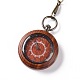Reloj de bolsillo de madera de ébano con cadena de latón y clips WACH-D017-A12-02AB-2
