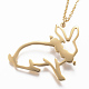 304 Stainless Steel Bunny Pendant Necklaces NJEW-G302-12G-2