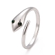 304 anillo de puño abierto con envoltura de serpiente de acero inoxidable con rhinestone para mujer RJEW-E062-B02-01P-1